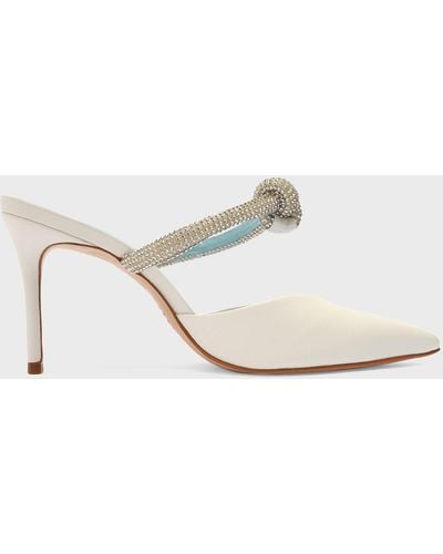 SCHUTZ SHOES Pearl Crystal Knot Mule Pumps - White