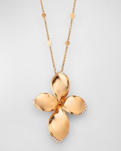 Pasquale Bruni 18k Rose Gold Diamond Flower Pendant - Metallic