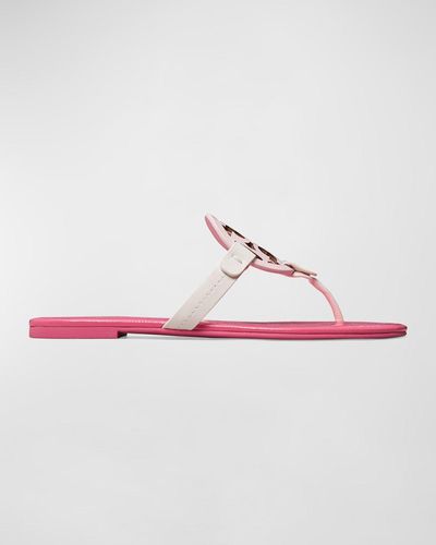 Tory Burch Miller Glossy Logo Thong Sandals - Pink