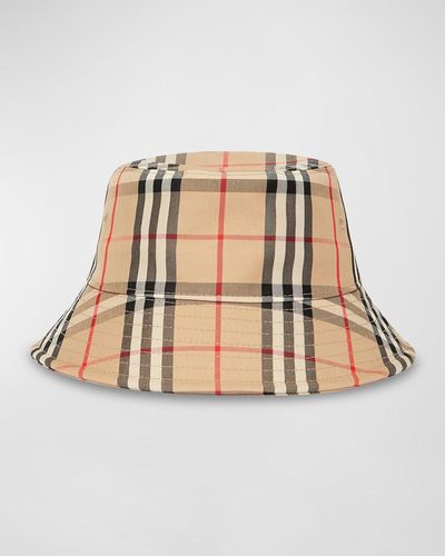 Burberry Check-Print Twill Bucket Hat - Natural