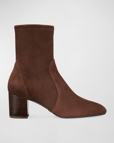 Stuart Weitzman Yuliana Stretch Suede Ankle Booties - Brown