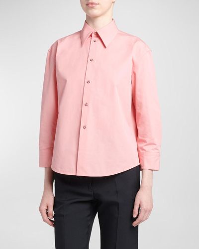 Jil Sander Long-Sleeve Button-Front Shirt - Pink