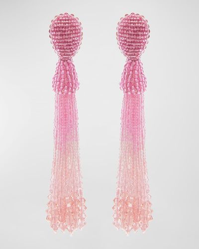 Oscar de la Renta Beaded Ombré Tassel Earrings - Pink