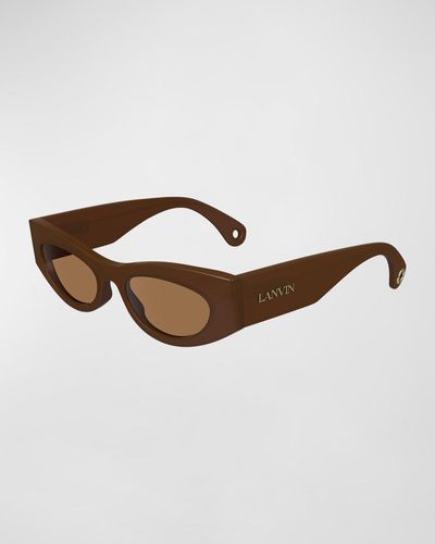 Lanvin Signature Acetate Cat-Eye Sunglasses - Brown