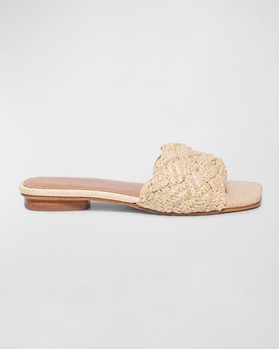 Bernardo Braided Raffia Flat Slide Sandals - Natural