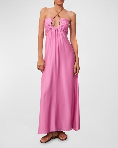 ViX Solid Melina Detail Maxi Dress - Pink