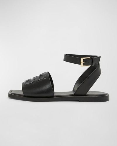 Givenchy Liquid 4G Leather Ankle-Strap Sandals - Black