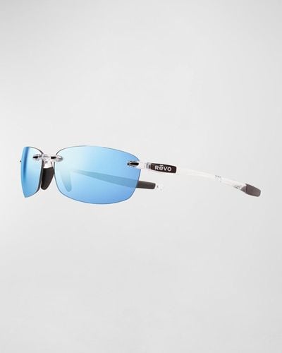 Revo Descend Fold Rimless Sunglasses - Blue