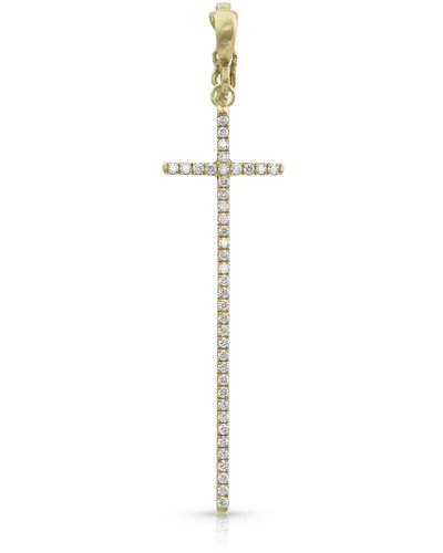 Dominique Cohen 18k Yellow Gold Diamond Cross Pendant (tall) - White