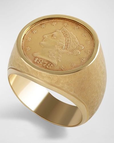 Spanish 1/2 Reale Coin set in Custom 14K Yellow Gold Ring, Size 7 –  Congress Jewelers