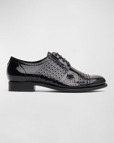 The Office Of Angela Scott Mr. Arthur Perforated Patent Derby Lace-Up Shoes - Black
