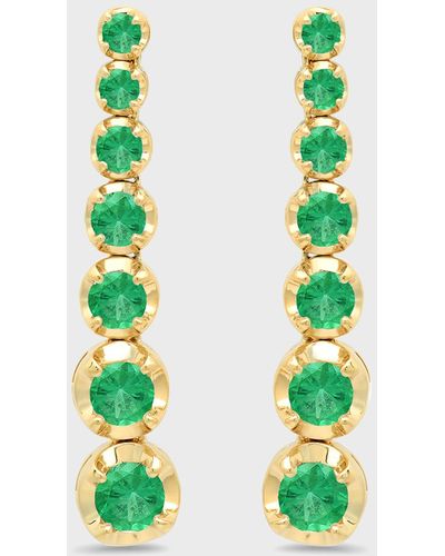 Jennifer Meyer 18k Gold 7-emerald Tennis Stud Earrings - Green