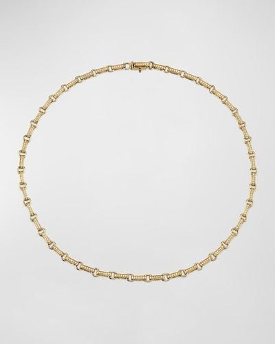 Sydney Evan Round Rectangle Link Necklace With Diamonds - Natural