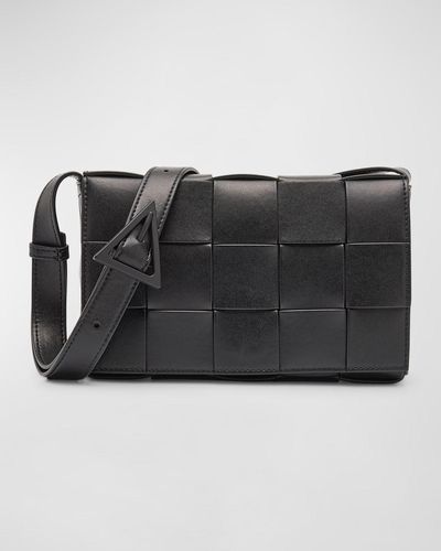 Bottega Veneta Medium Cassette Urban Leather Crossbody Bag - Black