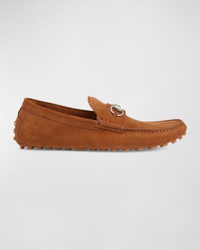 Gucci Byorn Suede Horsebit Loafers - Brown