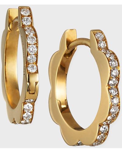 CADAR 18k Yellow Gold Small Diamond Triplet Hoop Earrings - Metallic