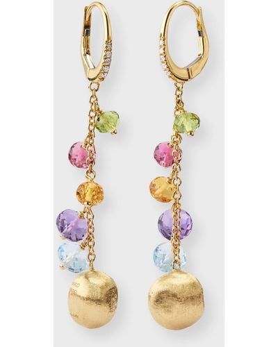 Marco Bicego 18K Africa Long Earrings With Mixed Gems - White