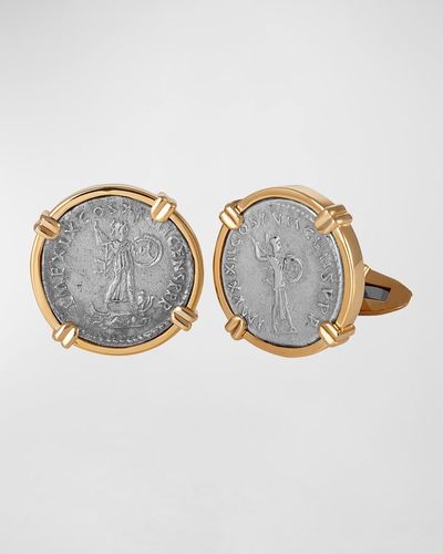 Jorge Adeler Gods & Heroes 18k Yellow Gold Ancient Minerva Coin Cufflinks - Gray