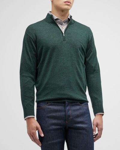 Peter Millar Autumn Crest Quarter-Zip Sweater - Green