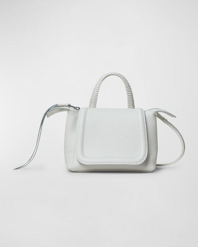 Callista Mini Flap Leather Top-Handle Bag - White