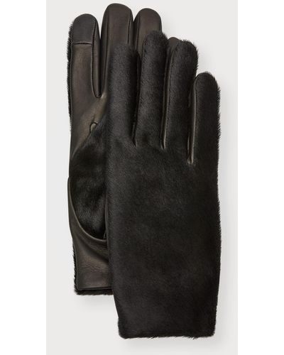 Agnelle Susan Full Haircalf Gloves - Black
