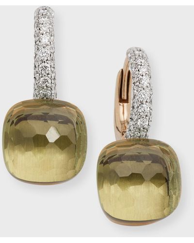 Pomellato 18k Gold Prasolite Nudo Drop Earrings With Diamonds - Multicolor