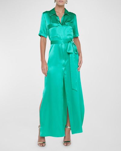 L'Agence Klement Cargo-Pocket Maxi Dress - Green