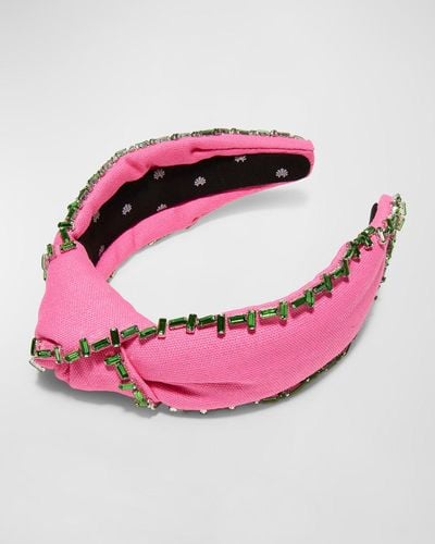 Lele Sadoughi Embellished Trim Knotted Headband - Pink