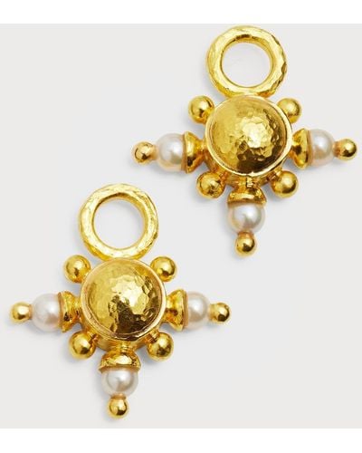Elizabeth Locke 19k Yellow Gold Gold Domed Pearl Earring Pendants For Hoops - Metallic