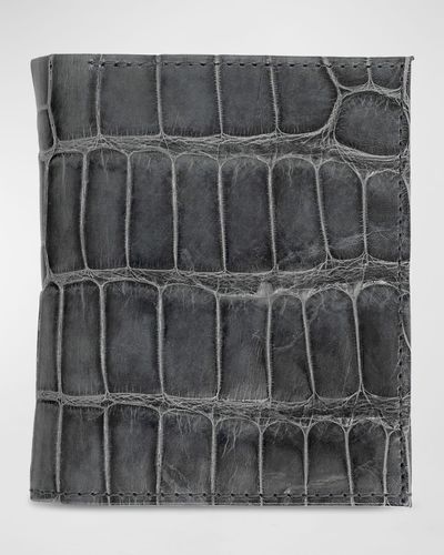 Abas Glazed Alligator Leather Bifold Wallet - Black