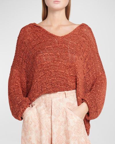 Loro Piana Shikotsu Silk Polo Sweater - Red
