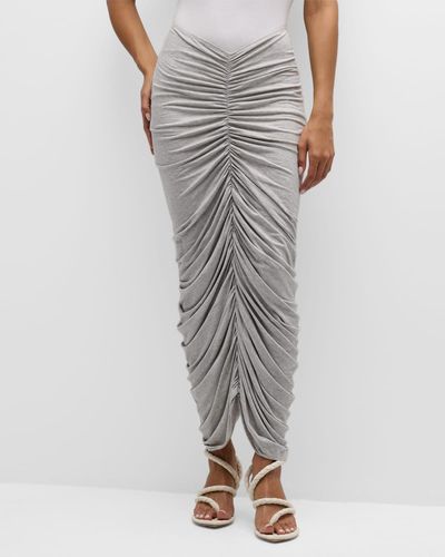 Norma Kamali Shirred Long Skirt - Gray