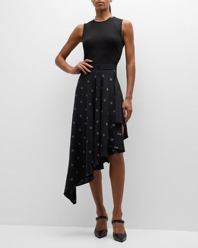 Givenchy Asymmetric 4g Jacquard Sleeveless Midi Dress - Black