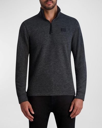 Karl Lagerfeld Brushed Quarter-Zip Sweater - Black