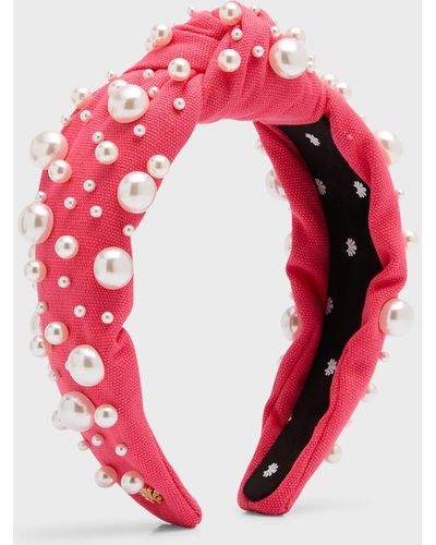 Lele Sadoughi Pearly Woven Knotted Headband - Red