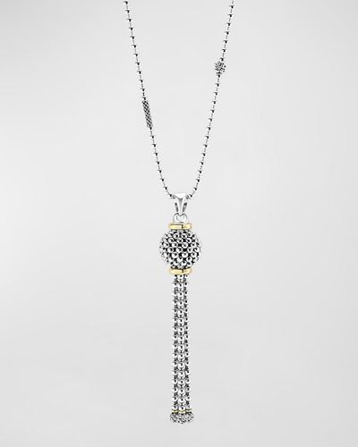 Lagos Sterling Caviar Tassel Necklace - White