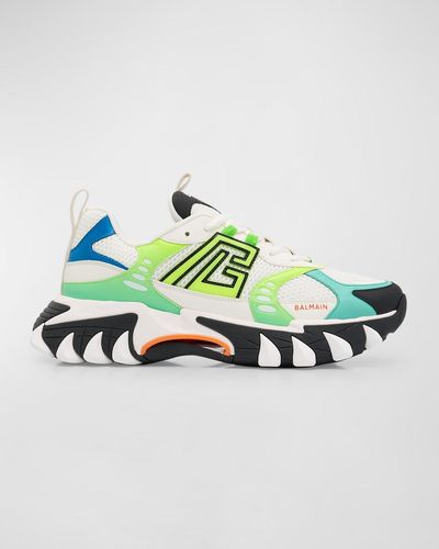 Balmain B-East Colorblock Runner Sneakers - Green