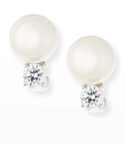 Fantasia by Deserio 10mm Pearly Bead & Crystal Stud Earrings - White