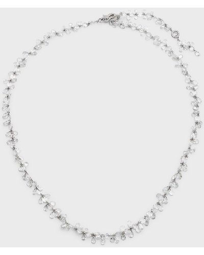 64 Facets 18k White Gold Diamond Cluster Necklace