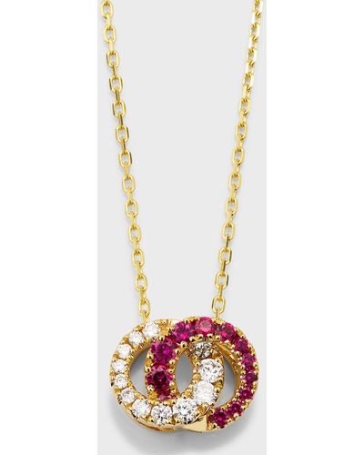 Frederic Sage 18k Yellow Gold Mini Love Half Diamond And Ruby Pendant Necklace - White