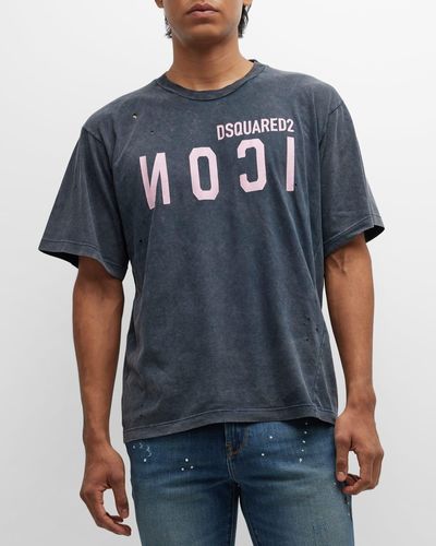 DSquared² Destroyed Icon T-Shirt - Blue
