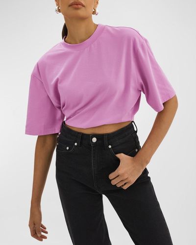 Lamarque Naia Asymmetric Cropped T-shirt - Purple