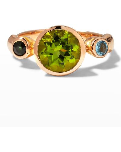 Lee Brevard Rose Gold Sybil Ring With Peridot, Tourmaline And Topaz - Multicolor