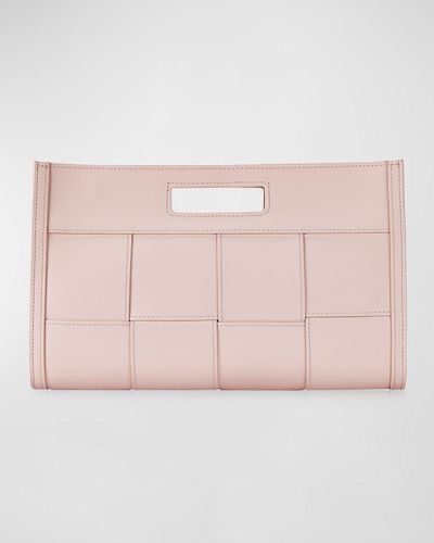 Gigi New York Remy Woven Leather Clutch Bag - Pink