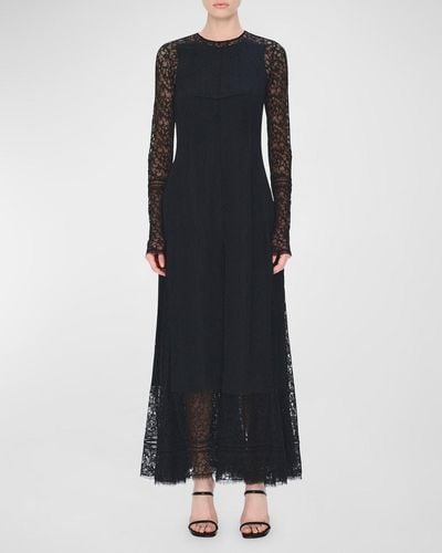 Jonathan Simkhai Brinda Godet Floral Lace Gown - Black