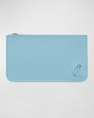 Christian Louboutin Loubi54 Zip Leather Card Holder - Blue