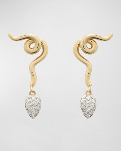 Bea Bongiasca 18K Vine Pave Diamond Earrings - White
