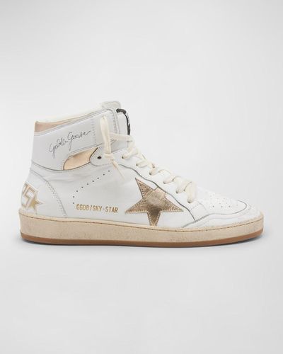 Golden Goose Sky Star Bicolor High-Top Sneakers - White