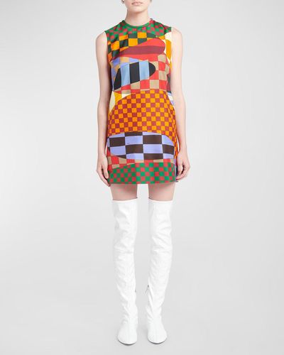 Emilio Pucci Abstract-Print Sleeveless Mini Shift Dress - White