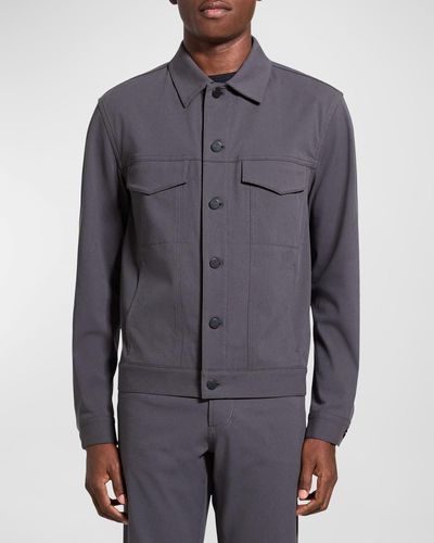 Theory The River Jacket In Neoteric Twill - Blue
